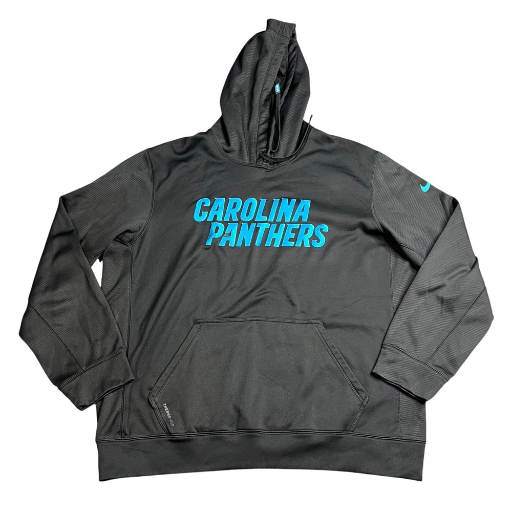 Nike Carolina Panthers NFL Hoodie Mens XL Black Therma-FIT Onfield 474552-010‎